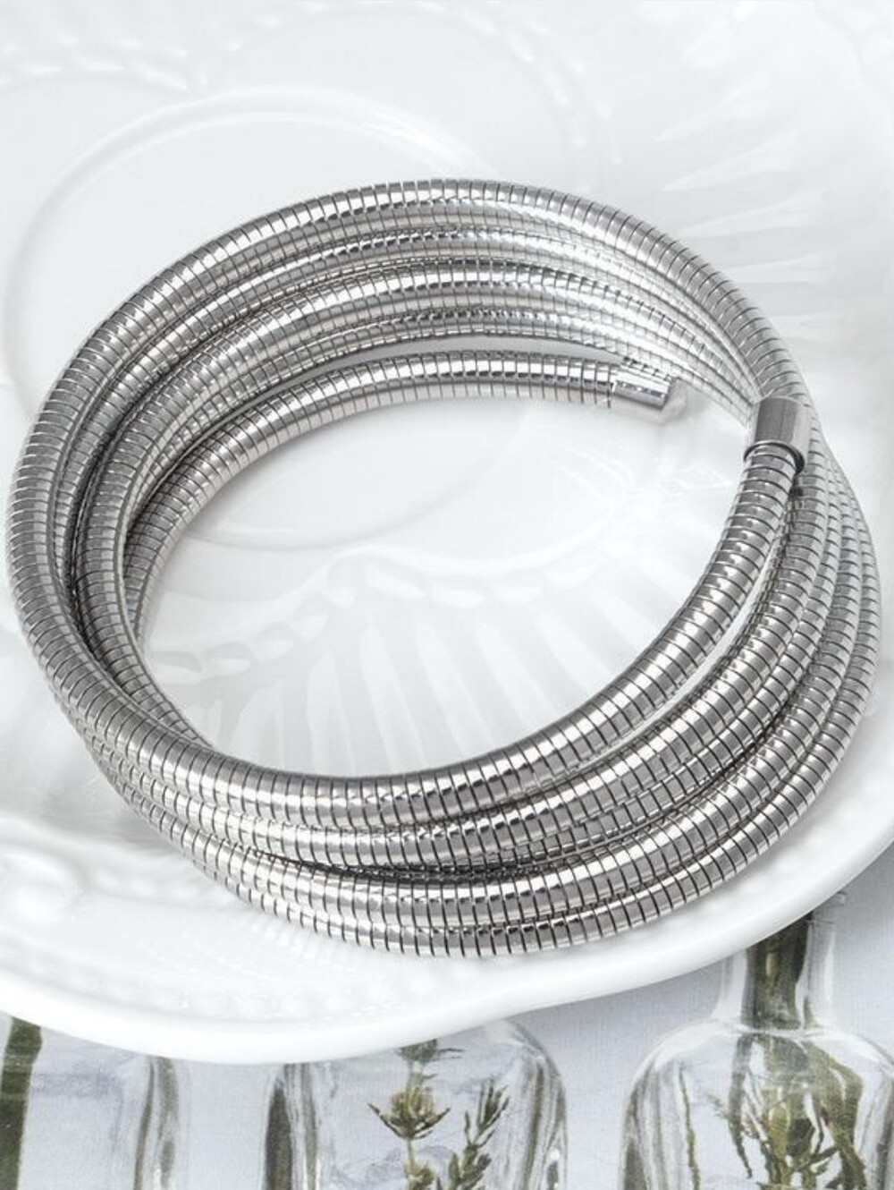 ​Silver Tubogas Coil Wrap Bracelet Multi Layer Snake Chain Slinky Cuff